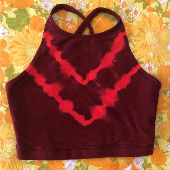 electric & rose Tops - Electric & Rose Grayson Tie Dye Crop Bra In Red